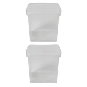 Wham Clip 2x 14L Square Plastic Storage Boxes with Secure Clip Lock Lids. L:29 x W:29 x H:26cm Clear/Clear/Clear