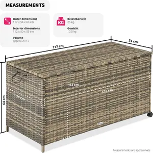 Storage Box - aluminium frame, rattan weave, 117 x 54 x 64 cm - nature