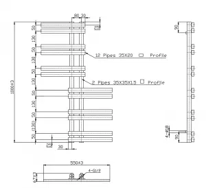 Right Radiators 1000x550 mm Reversible Heated Towel Rail Ladder Warmer Designer Radiator White