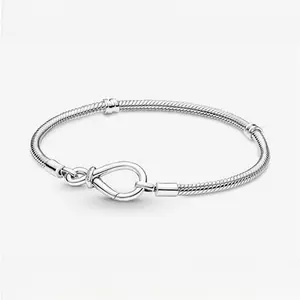 Pandora Moments Infinity Knot Snake Chain Bracelet - Sterling Silver - Sz. 17 cm