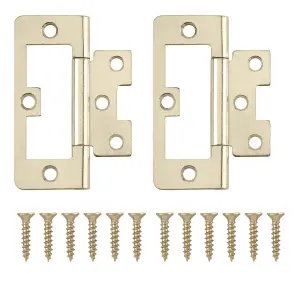 Brass-plated Metal Flush Door hinge NO92 (L)75mm (W)75mm, Pack of 8