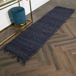 Chunky Navy Jute Runner Rug (60 x 230cm)