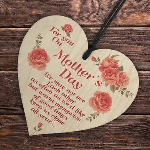 Red Ocean Mother's Day Gift For Mum  Wooden Hanging Heart Mum Gift  Mothers Day Gift From Daughter Son