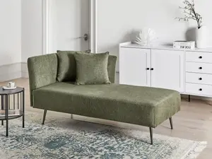 Left Hand Fabric Chaise Lounge Green RIOM