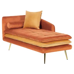 Left Hand Velvet Chaise Lounge Orange GONESSE