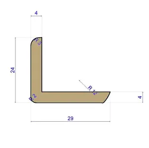 Solid Oak L-Bead 29 x 24mm - 0.9m Length - Unfinished