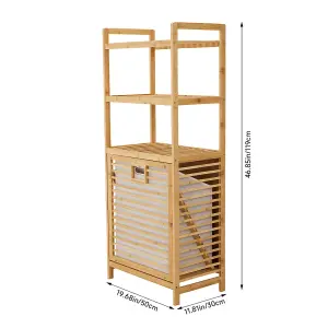 4-Tier Freestanding Bamboo Laundry Hamper Removable Basket Bag