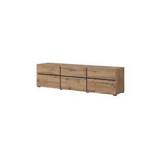 Kross 41 TV Cabinet in Oak Wotan - W1800mm H480mm D400mm Rustic Elegance