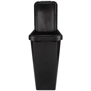 Kitchen Bin Touch and Lift Rectangle Swing Bin Waste Rubbish Recycle Bin 45L - Black