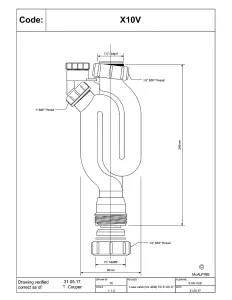 McAlpine X10V 75mm Water Seal Straight Through Anti-Syphon (Silentrap) Trap with 1" Multifit Outlet and Cleaning Eye