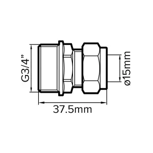 Plumbsure Compression Straight Coupler (Dia)15mm, (L)38mm