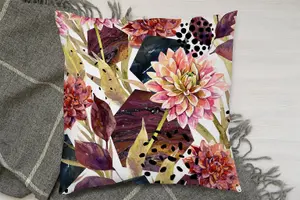 Autumn watercolor floral arrangement (Cushion) / 45cm x 45cm