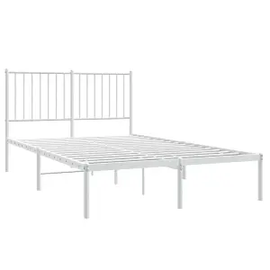 Berkfield Metal Bed Frame with Headboard White 120x200 cm