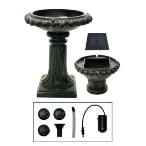 Primrose Victoriana Solar Bird Bath Outdoor Water Feature with Lights H79cm