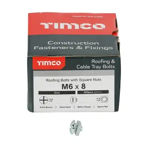 TIMCO Roofing Bolts & Square Nuts Silver - M6 x 8