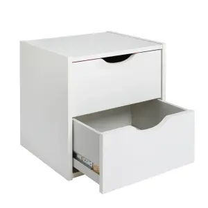 Hartnett Matt soft white 2 Drawer Bedside table (H)435mm (W)450mm (D)388mm