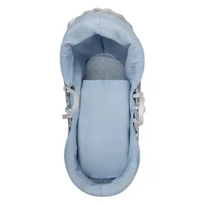 Kinder Valley Blue Waffle Pod Baby Moses Basket Bedding Set for Newborn baby boy