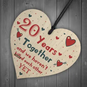 Funny Rude 20th Anniversary Gift For Husband Wife Gift For Him Her Wooden Heart