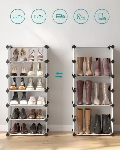 SONGMICS DIY Shoe Rack Organiser with Doors, 10 tiers Storage Cubes for 20 Pairs of Shoes, Closet Wardrobe Divider Shelf