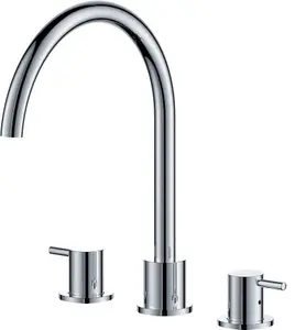 VURTU Venus C Shape Basin Mixer, 1/4 Turn, Single Lever Ceramic Disc, High/ Low Water Pressure, 318(H)x263(W), Chrome, 421301