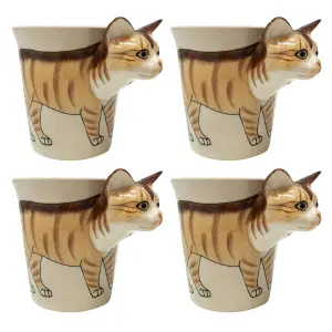 Cat Mugs Set Coffee & Tea Cup Pack of 4 by Laeto House & Home - INCLUDING FREE DELIVERY