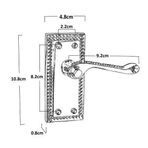 Door Handles Georgian Lever Latch Roped Edge - Satin 110mm x 50mm