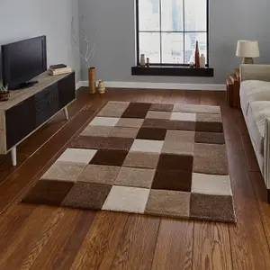 Handmade Geometric Beige/Brown Rug-160cm X 220cm