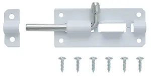 White Steel Barrel Door bolt N243 (L)75mm (W)38mm