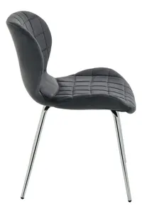 Grey Velvet Dining Chair, Versatile Velvet Upholstered Accent Dining Table Chair, Sleek Silver Finish Legs