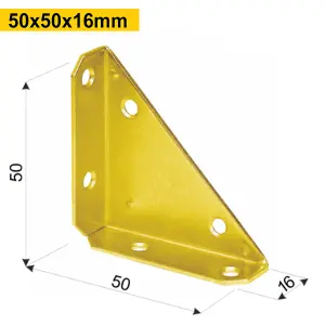 Pack of 4 Yellow Galvanised Metal Corner Protector Corner Guard Safety Bracket Brace For Wooden Furniture Chest Trunks 50x50x16mm