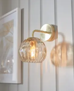 Anson Lighting Iowa Wall light finished in Satin brass plate and champagne lustre glass