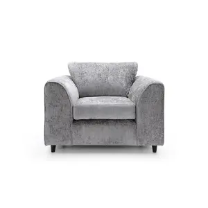 Harriet Crushed Chenille Armchair Chair in Light Grey