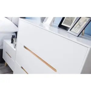 Retro White 3 Drawer Bedroom Chest