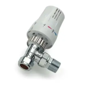 White Thermostatic Radiator Valve - 15mm Angled TRV