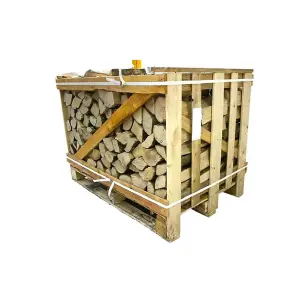 SMALL FIREWOOD CRATE FULL OF OAK LOGS