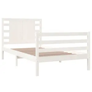 Berkfield Bed Frame White Solid Wood Pine 100x200 cm