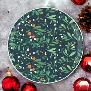 Purely Home Round Botanical Christmas Mistletoe Worktop Protectors - Set of 2