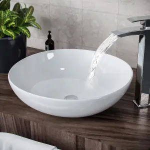 Nes Home 410mm Large Round Cloakroom Stand Alone Counter Top Basin Sink Bowl