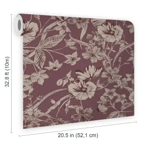 Laura Ashley Faded Glamour Summerhill Pale Blackberry Smooth Wallpaper