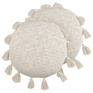 Set of 2 Cushions MADIA Cotton 45 x 45 cm Solid Light Beige