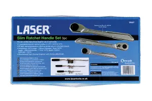 Laser Tools 7937 Slim Handle Ratchet Set 1/4"D, 3/8"D, 1/2"D 3pc