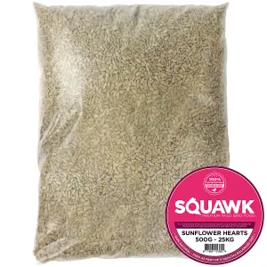 25kg SQUAWK Sunflower Hearts - Bakery Grade Seed Kernels No Mess Wild Bird Food