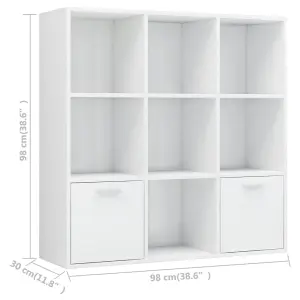 Berkfield Book Cabinet High Gloss White 98x30x98 cm Engineered Wood