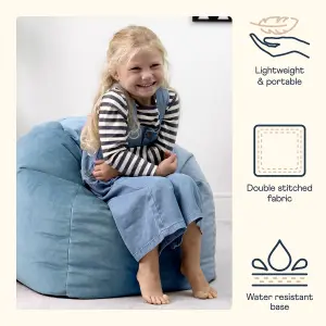 icon Kids Aurora Velvet Bean Bag Chair Mineral Blue Childrens Bean Bags