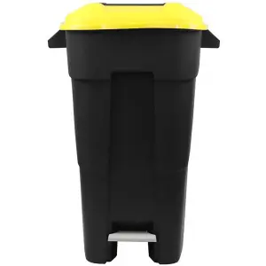 120 Litre Wheelie Bin with Foot Pedal - Yellow Lid