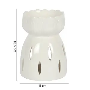 White Ceramic Lotus Flower Oil Burner and Wax Melt