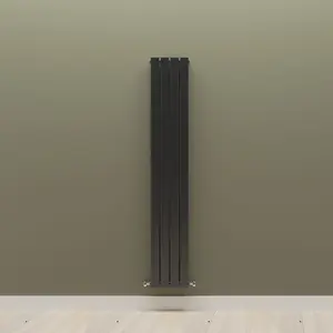 Vertical Black Double Flat Panel Radiator (H) 1600 mm x (W) 272 mm, 3668 BTU.