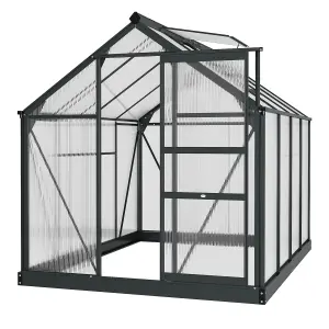 Outsunny 6x8ft Walk-In Polycarbonate Greenhouse Plant Grow Galvanized Aluminium