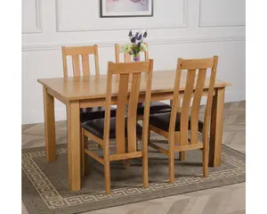 Oslo 150 x 90 cm Medium Oak Dining Table and 4 Chairs Dining Set with Princeton Chairs