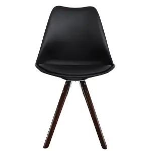 Soho Black Plastic Dining Chair with Pyramid Dark Wood Legs